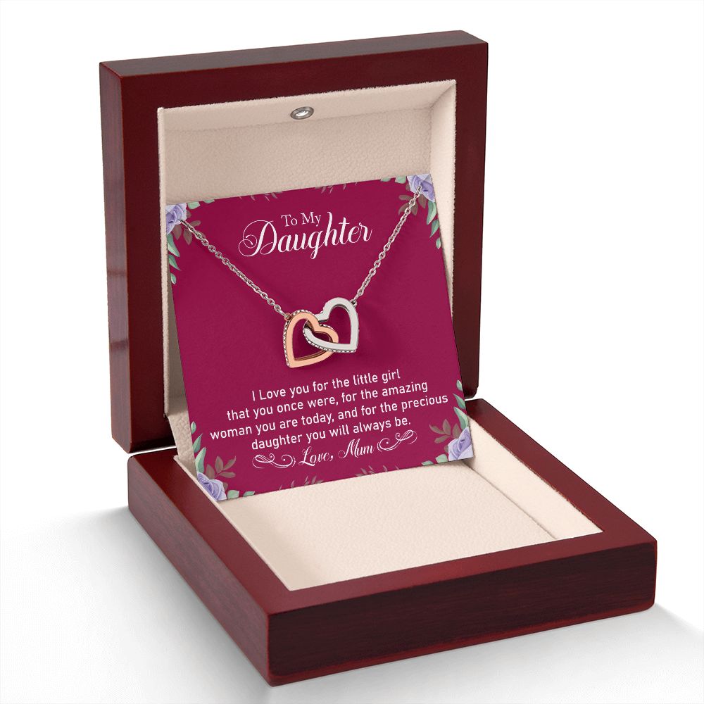 Precious Daughter - Interlocking Hearts Necklace-[Heartfelt Family Gift]