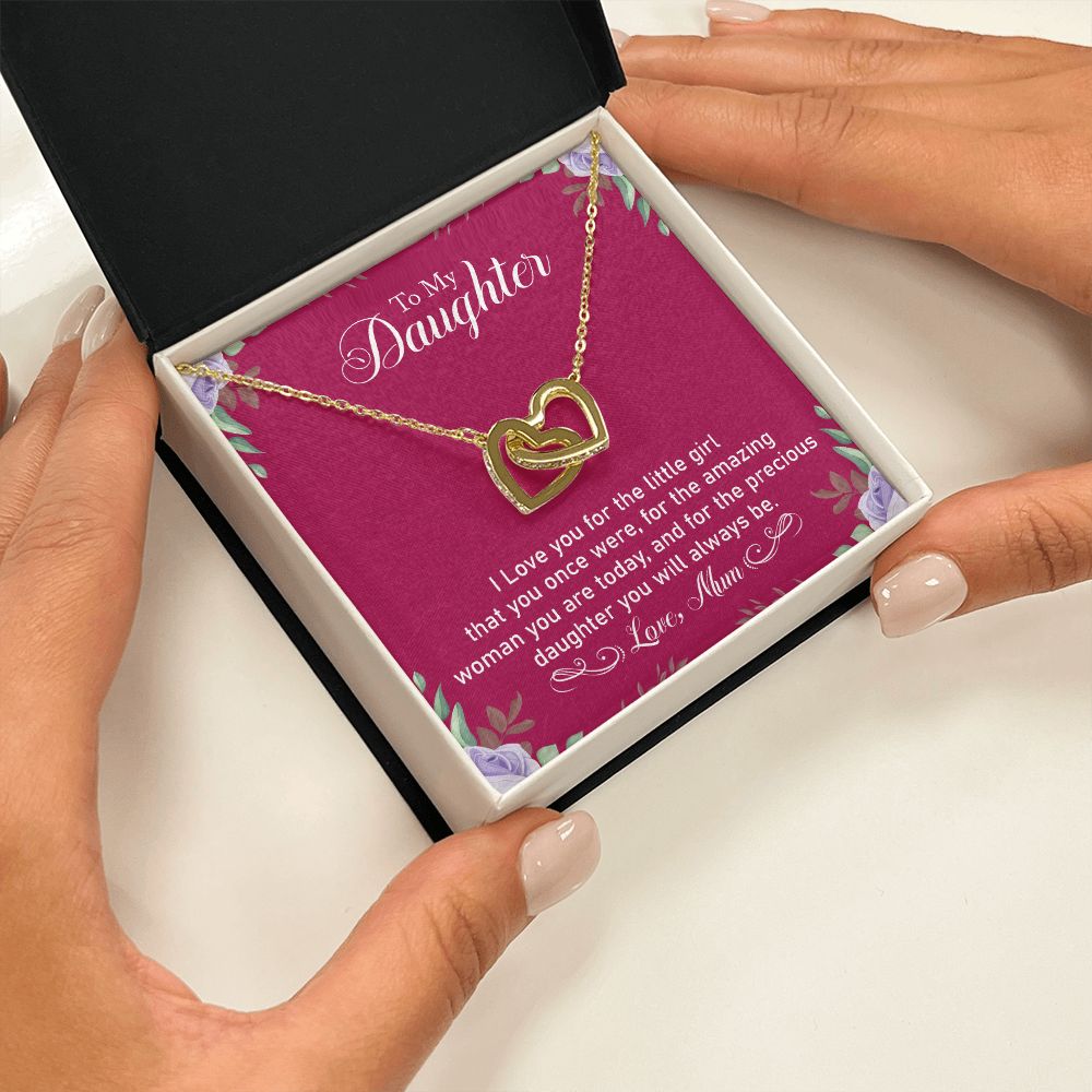Precious Daughter - Interlocking Hearts Necklace-[Heartfelt Family Gift]
