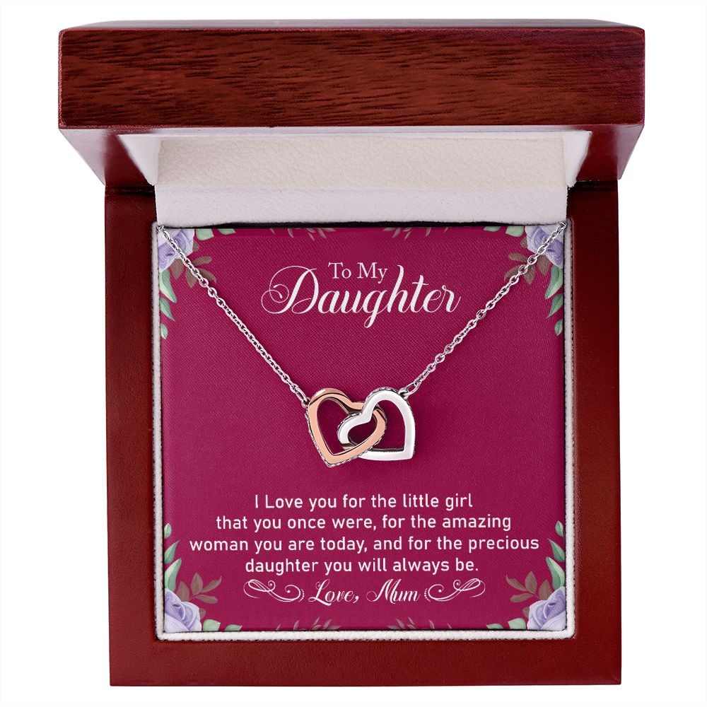 Precious Daughter - Interlocking Hearts Necklace-[Heartfelt Family Gift]