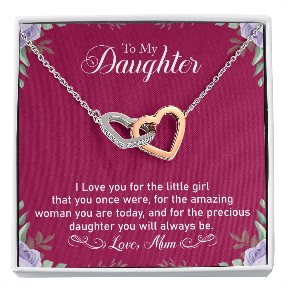 Precious Daughter - Interlocking Hearts Necklace-[Heartfelt Family Gift]