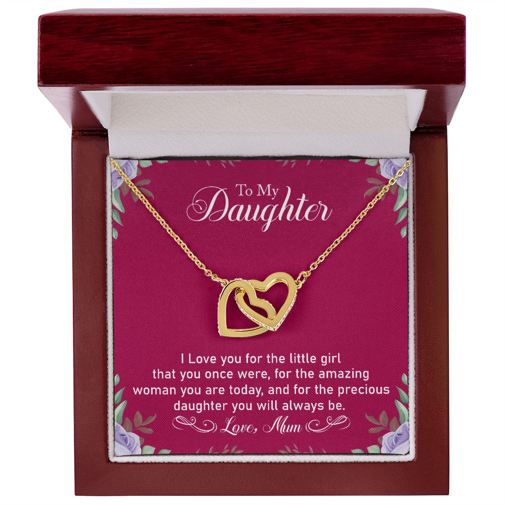 Precious Daughter - Interlocking Hearts Necklace-[Heartfelt Family Gift]