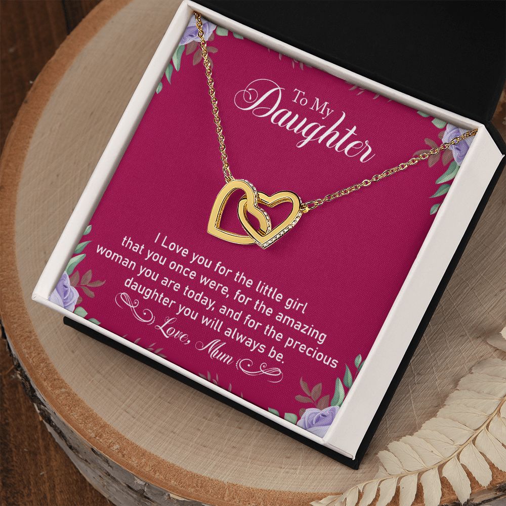 Precious Daughter - Interlocking Hearts Necklace-[Heartfelt Family Gift]