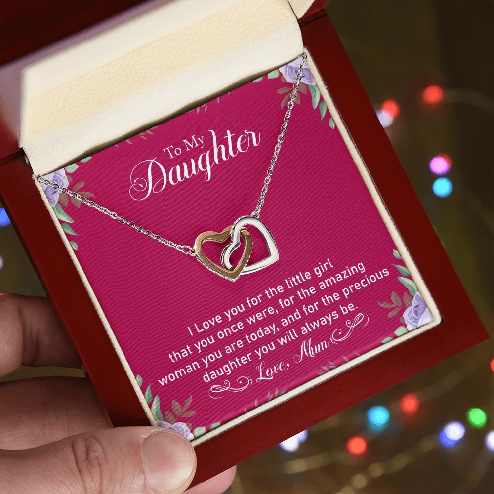 Precious Daughter - Interlocking Hearts Necklace-[Heartfelt Family Gift]