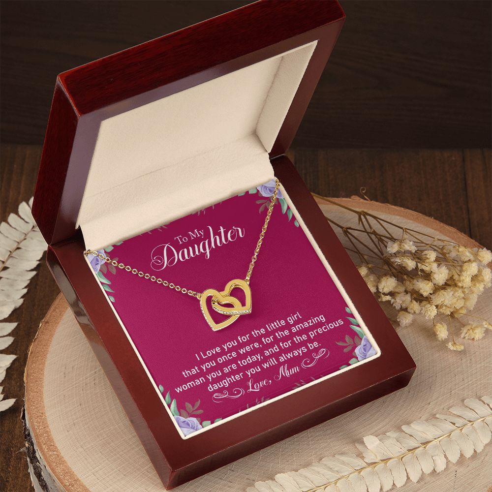 Precious Daughter - Interlocking Hearts Necklace-[Heartfelt Family Gift]