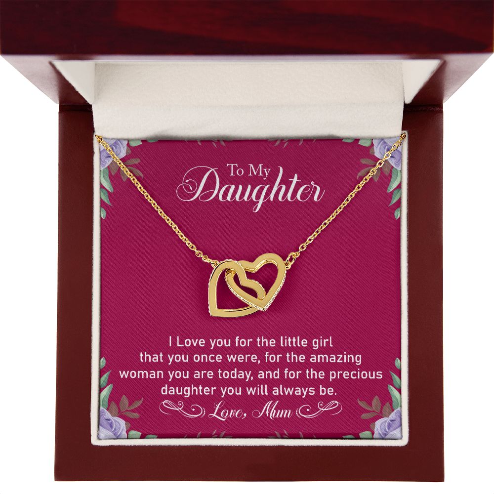 Precious Daughter - Interlocking Hearts Necklace-[Heartfelt Family Gift]