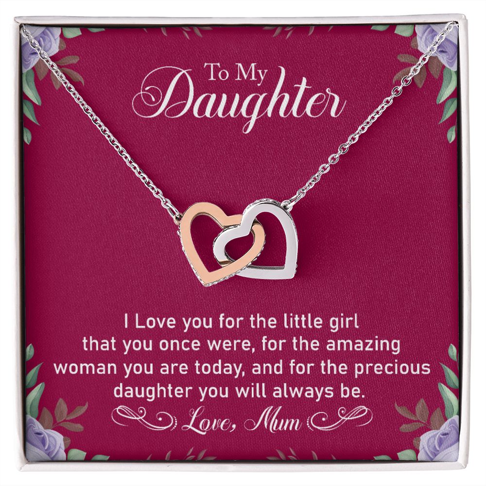 Precious Daughter - Interlocking Hearts Necklace-[Heartfelt Family Gift]