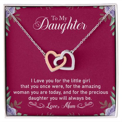 Precious Daughter - Interlocking Hearts Necklace-[Heartfelt Family Gift]