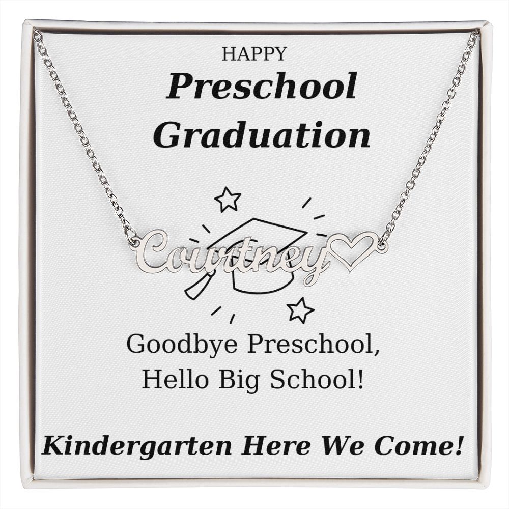Preschool Graduation Gift - Personalized Name Necklace With Heart-[Heartfelt Family Gift]