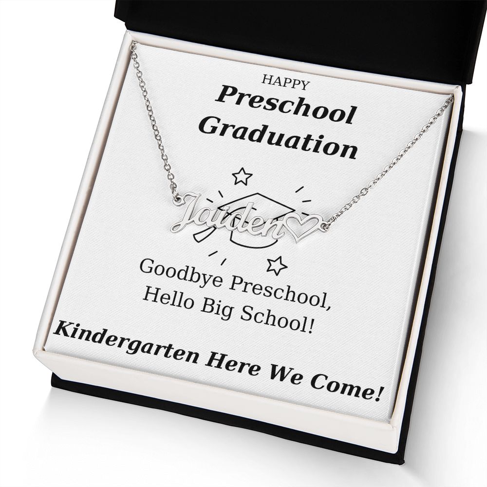 Preschool Graduation Gift - Personalized Name Necklace With Heart-[Heartfelt Family Gift]