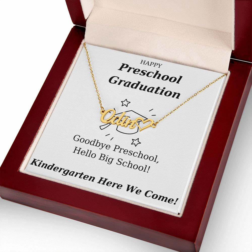 Preschool Graduation Gift - Personalized Name Necklace With Heart-[Heartfelt Family Gift]