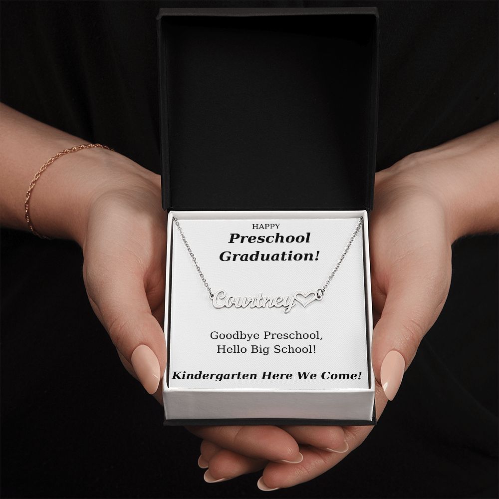 Preschool Graduation Gift Personalized Name Necklace With Heart-[Heartfelt Family Gift]