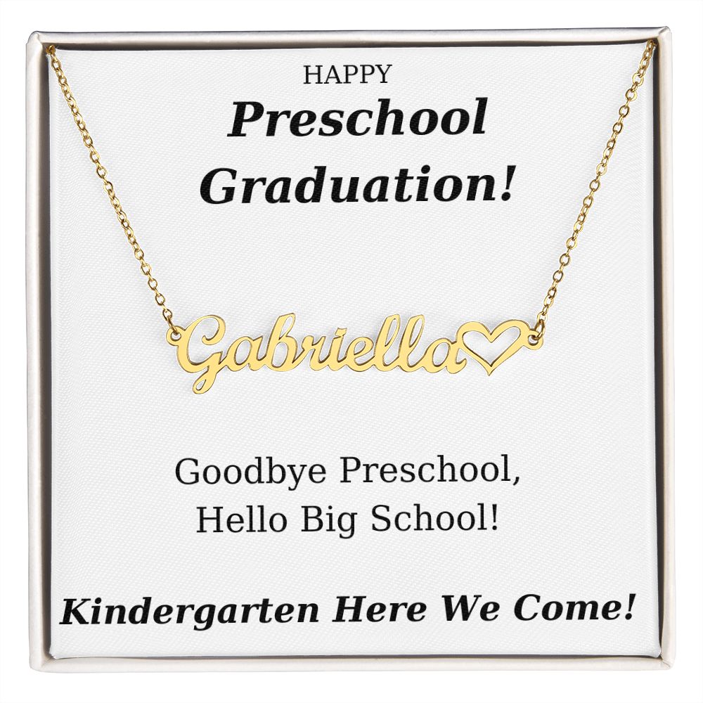 Preschool Graduation Gift Personalized Name Necklace With Heart-[Heartfelt Family Gift]