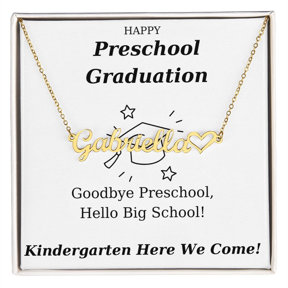 Preschool Graduation Gift - Personalized Name Necklace With Heart-[Heartfelt Family Gift]