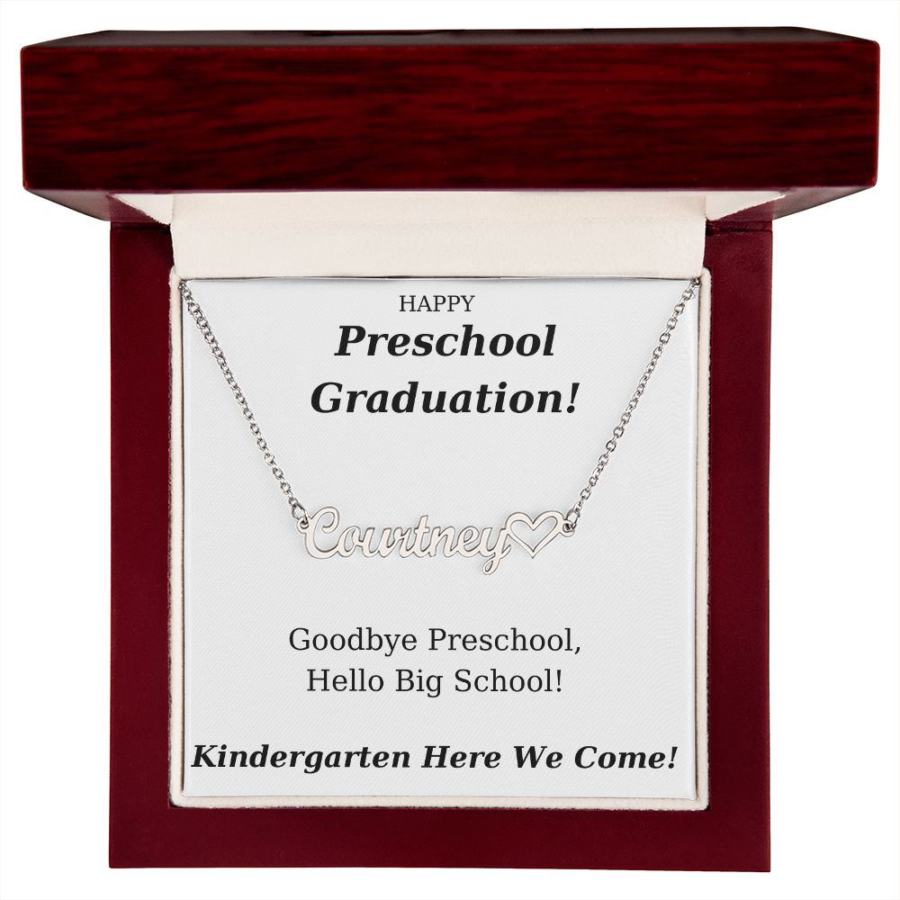 Preschool Graduation Gift Personalized Name Necklace With Heart-[Heartfelt Family Gift]