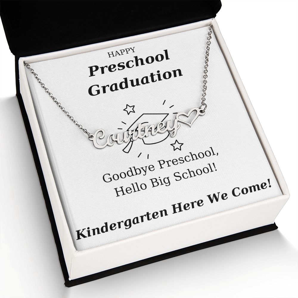 Preschool Graduation Gift - Personalized Name Necklace With Heart-[Heartfelt Family Gift]