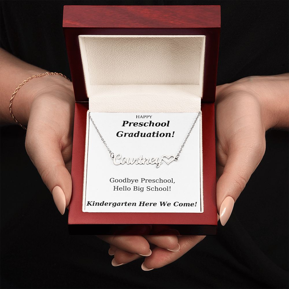 Preschool Graduation Gift Personalized Name Necklace With Heart-[Heartfelt Family Gift]