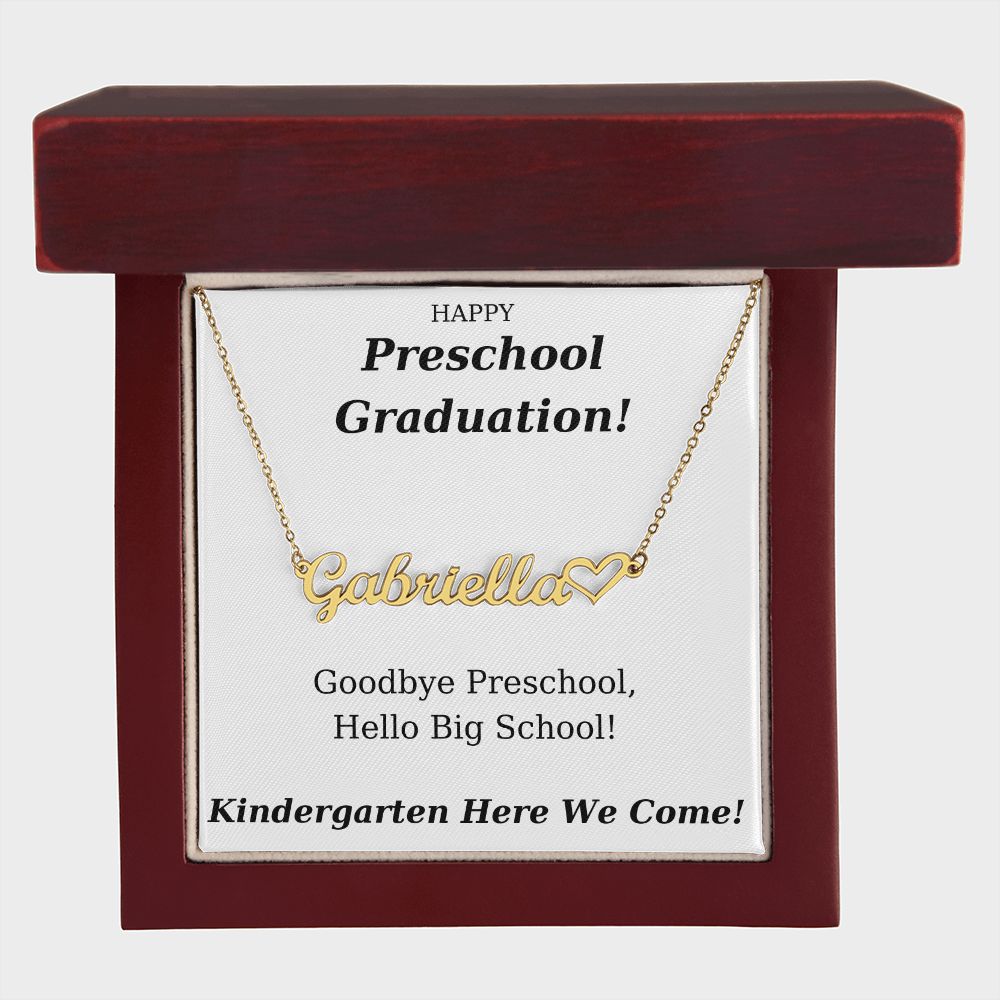 Preschool Graduation Gift Personalized Name Necklace With Heart-[Heartfelt Family Gift]