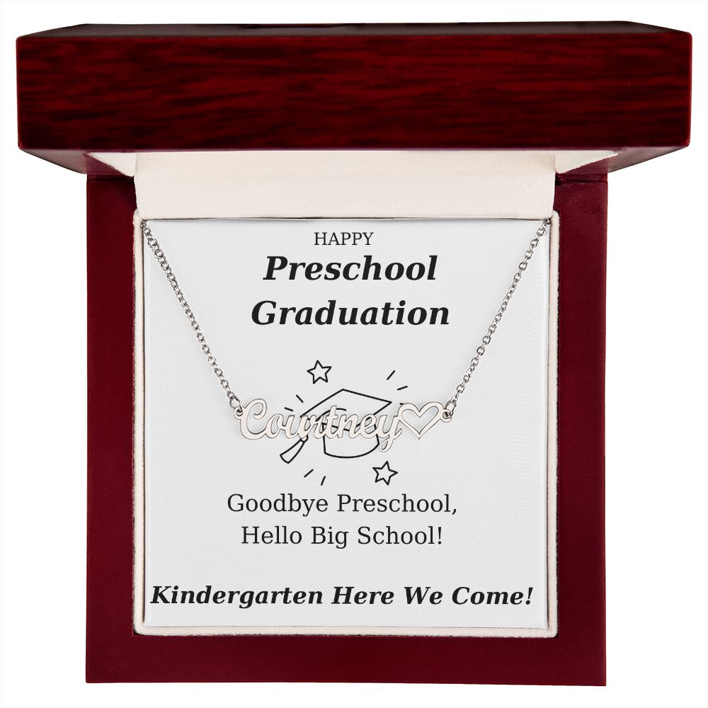 Preschool Graduation Gift - Personalized Name Necklace With Heart-[Heartfelt Family Gift]