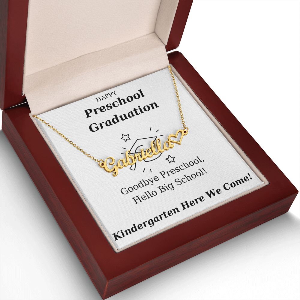 Preschool Graduation Gift - Personalized Name Necklace With Heart-[Heartfelt Family Gift]