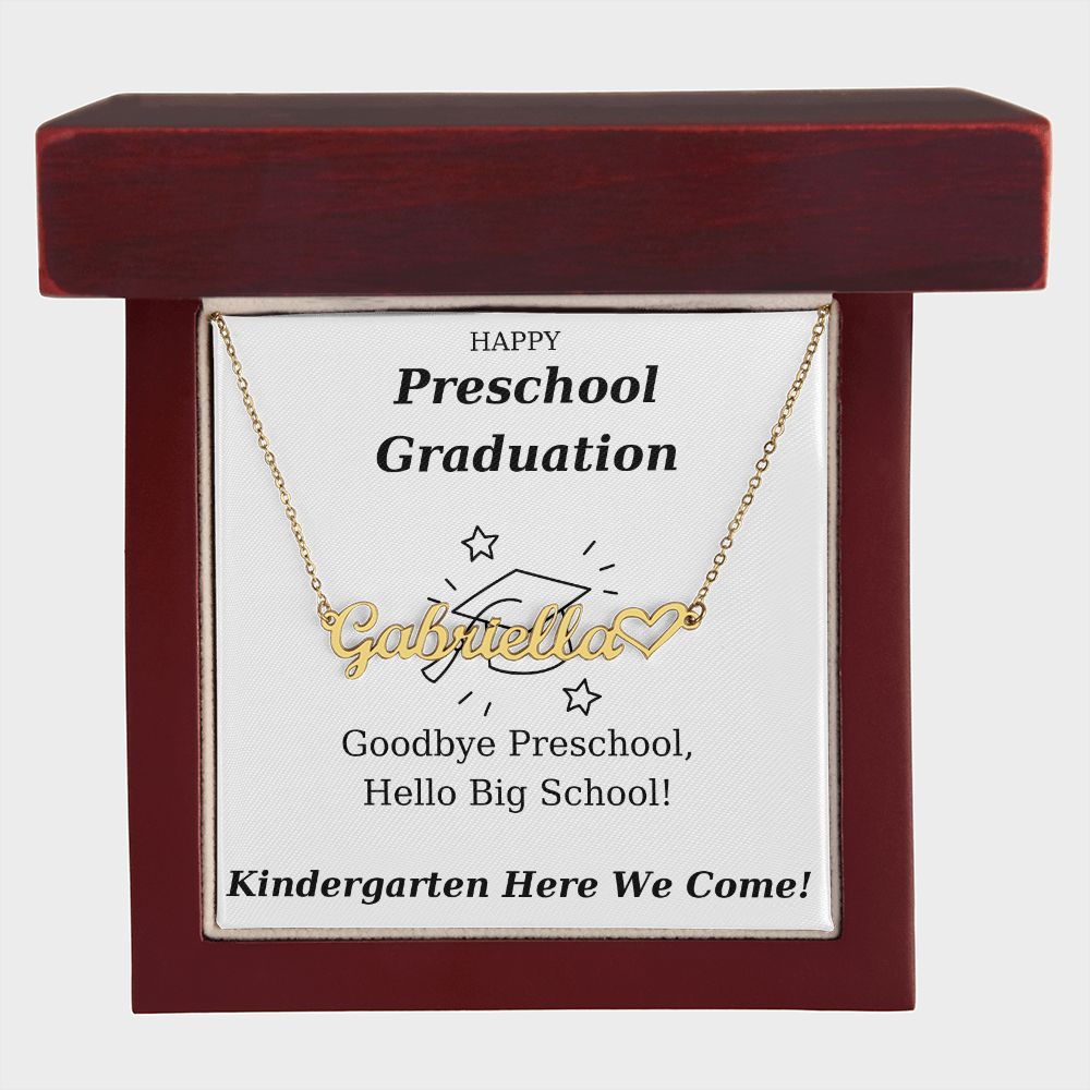 Preschool Graduation Gift - Personalized Name Necklace With Heart-[Heartfelt Family Gift]
