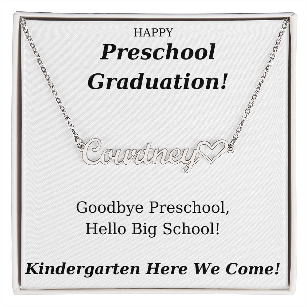 Preschool Graduation Gift Personalized Name Necklace With Heart-[Heartfelt Family Gift]