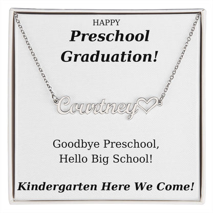 Preschool Graduation Gift Personalized Name Necklace With Heart-[Heartfelt Family Gift]