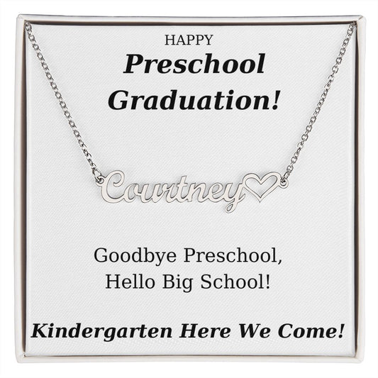Preschool Graduation Gift Personalized Name Necklace With Heart-[Heartfelt Family Gift]