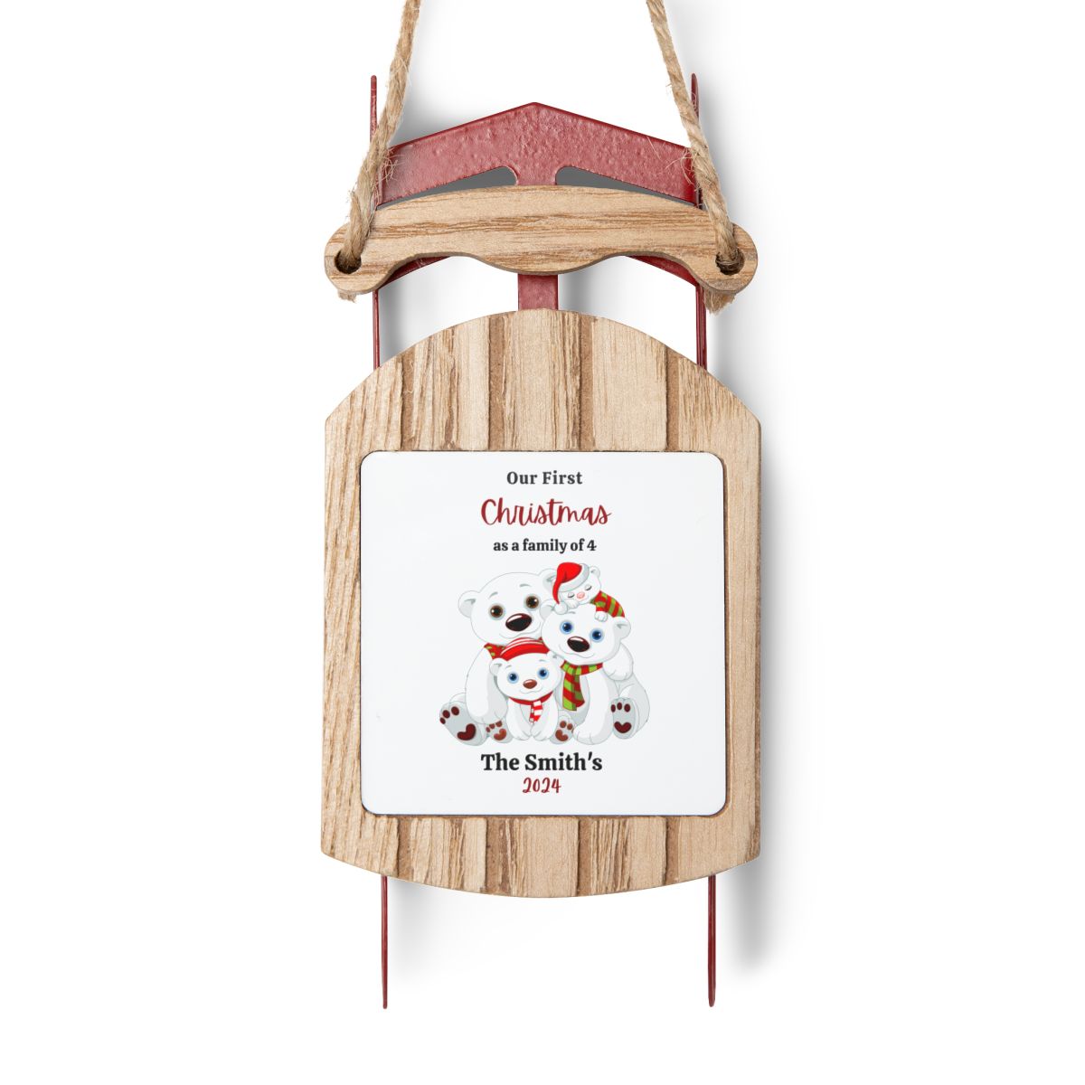 1st Christmas As a Family of 4 Sled Ornament-[Heartfelt Family Gift]