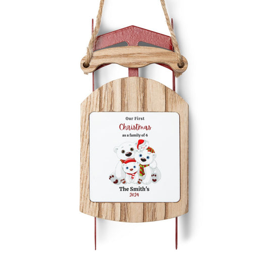 1st Christmas As a Family of 4 Sled Ornament-[Heartfelt Family Gift]