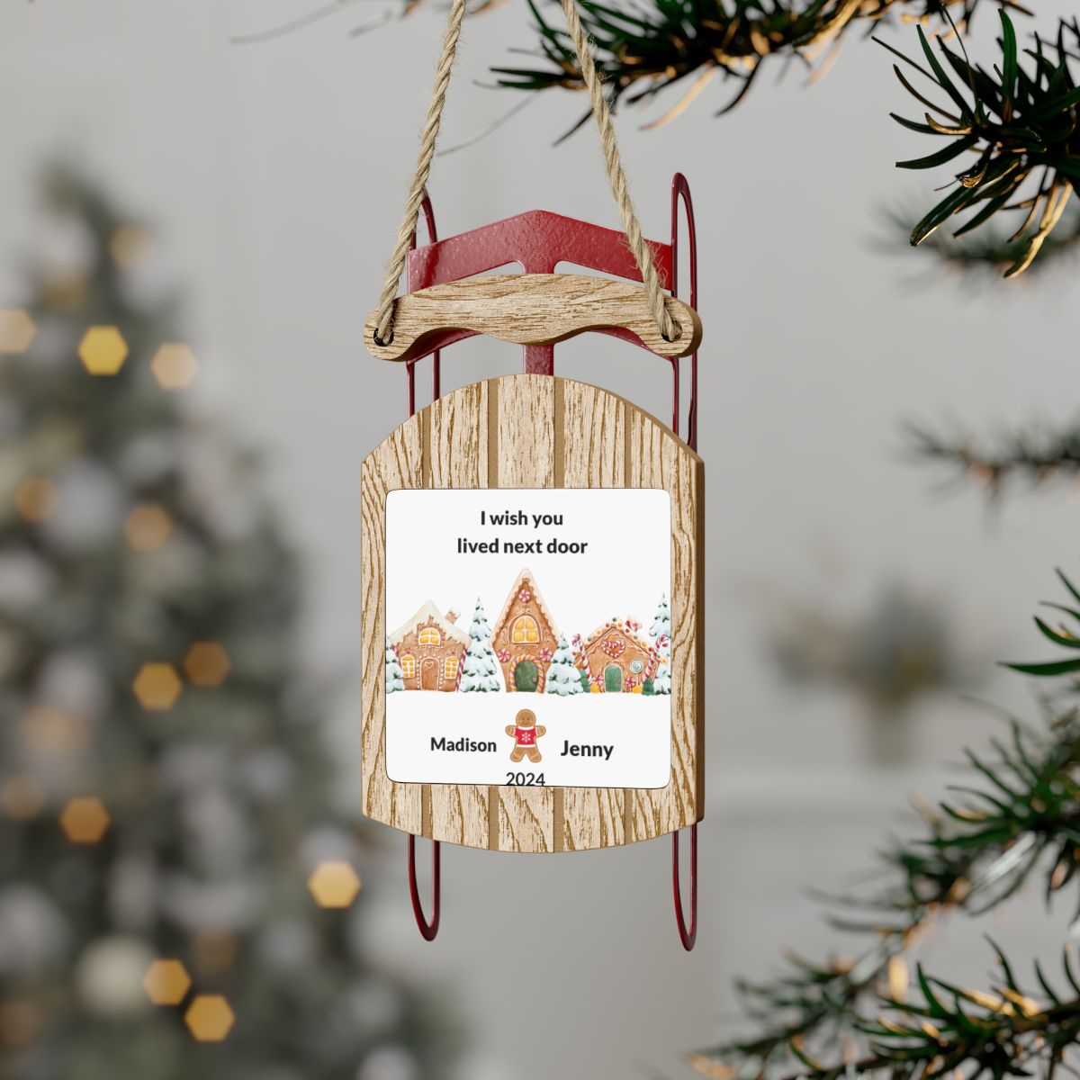 I wish You LIived Next Door Sled Ornaments-[Heartfelt Family Gift]