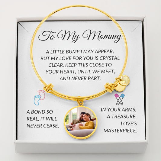Personalized Mommy To Be Pregnancy Photo Ultrasound Bangle Bracelet-[Heartfelt Family Gift]