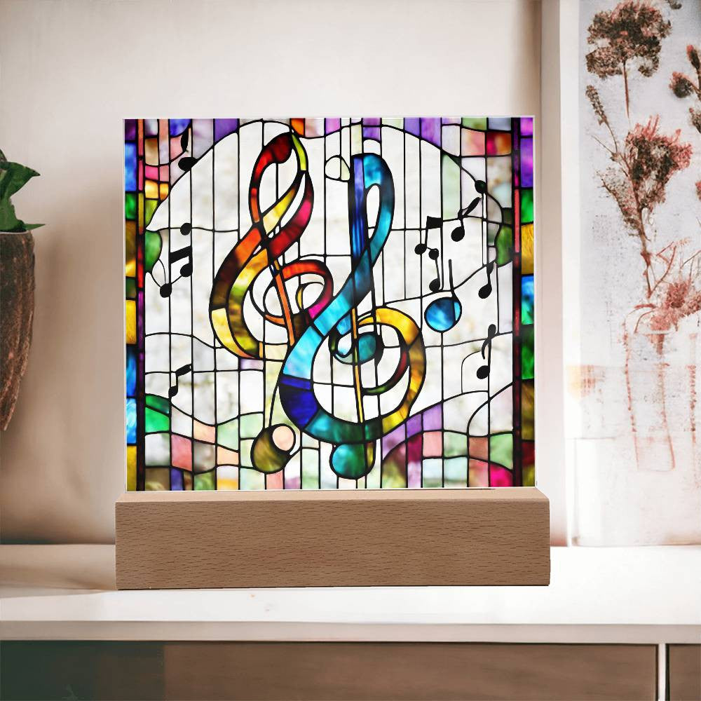 Music Notes Acrylic Sign  LED Plaque - Gift for Music Lovers Musicians and Piano Teachers  Wall Decor for Music Room - Music Key Sign-[Heartfelt Family Gift]