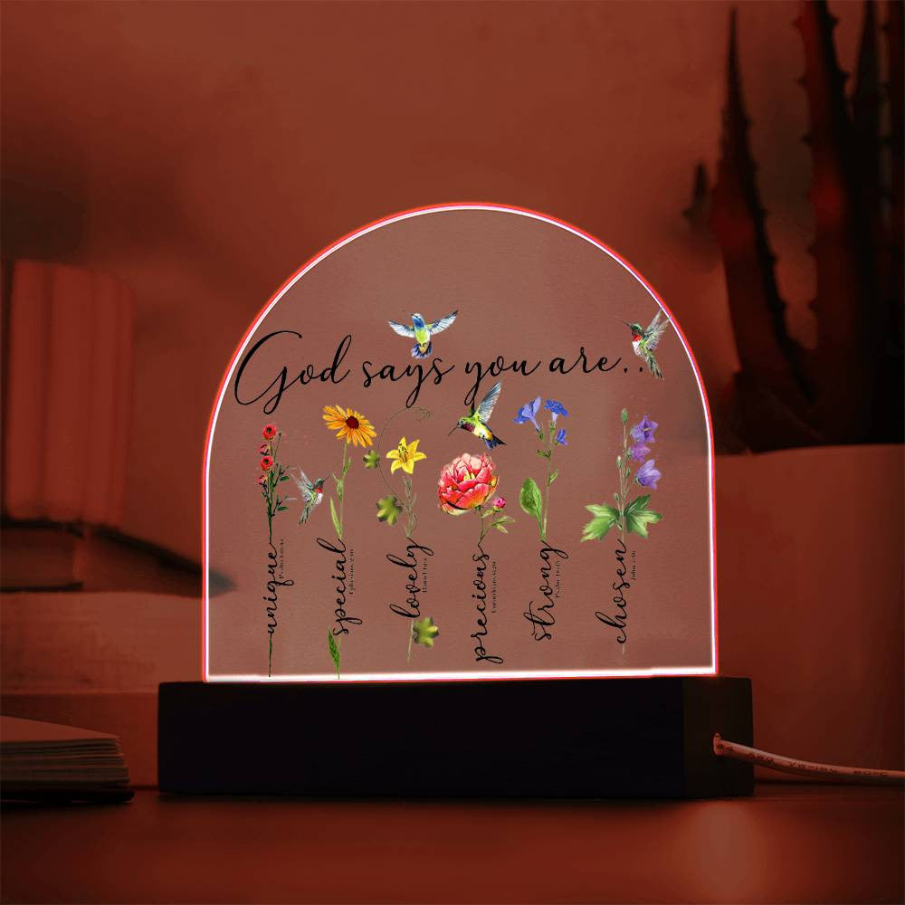 God Says You Are Affirmation Plaques for Christmas Confirmation First Communion Baptism - Heart Dome Nightlight Bible Verses Ornament-[Heartfelt Family Gift]