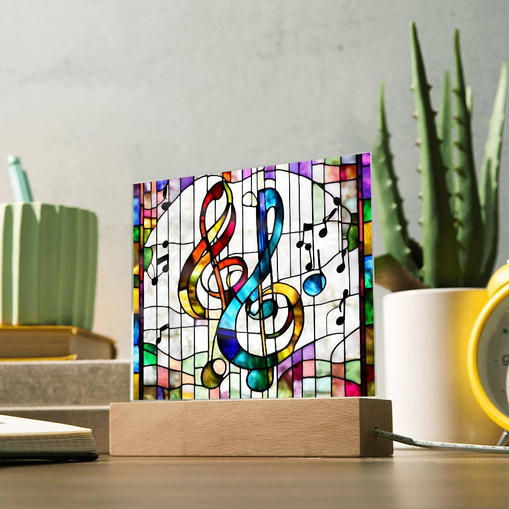 Music Notes Acrylic Sign  LED Plaque - Gift for Music Lovers Musicians and Piano Teachers  Wall Decor for Music Room - Music Key Sign-[Heartfelt Family Gift]