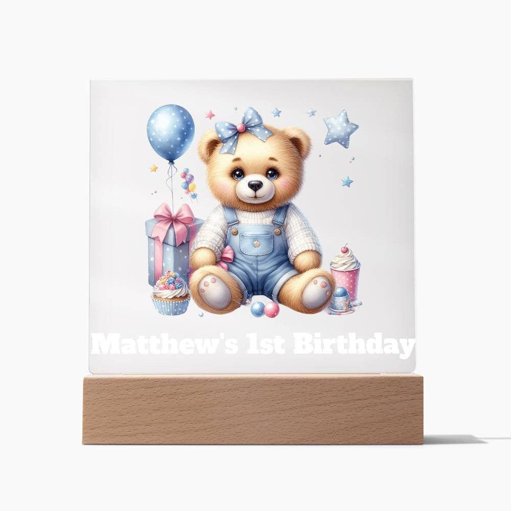Teddy Bear Lighted Birthday Sign or Nightlight-[Heartfelt Family Gift]