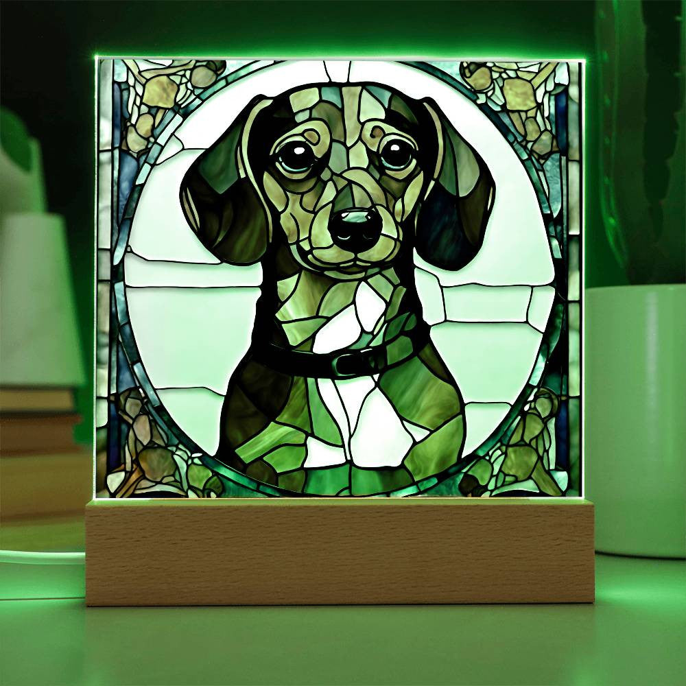 Dachshund Dog Acrylic Plaque with LED Lights-[Heartfelt Family Gift]