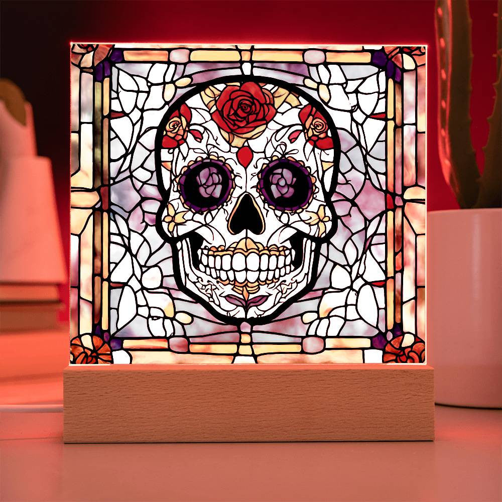 Sugar Skull Led Lighted Acrylic Plaque Halloween Decoration-[Heartfelt Family Gift]