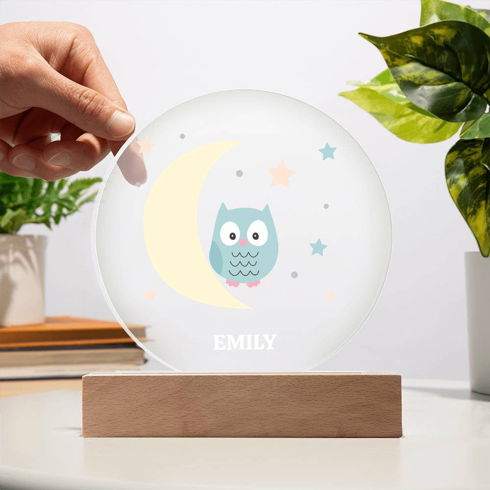 Owl Star and Moon Custom Name Night light-[Heartfelt Family Gift]