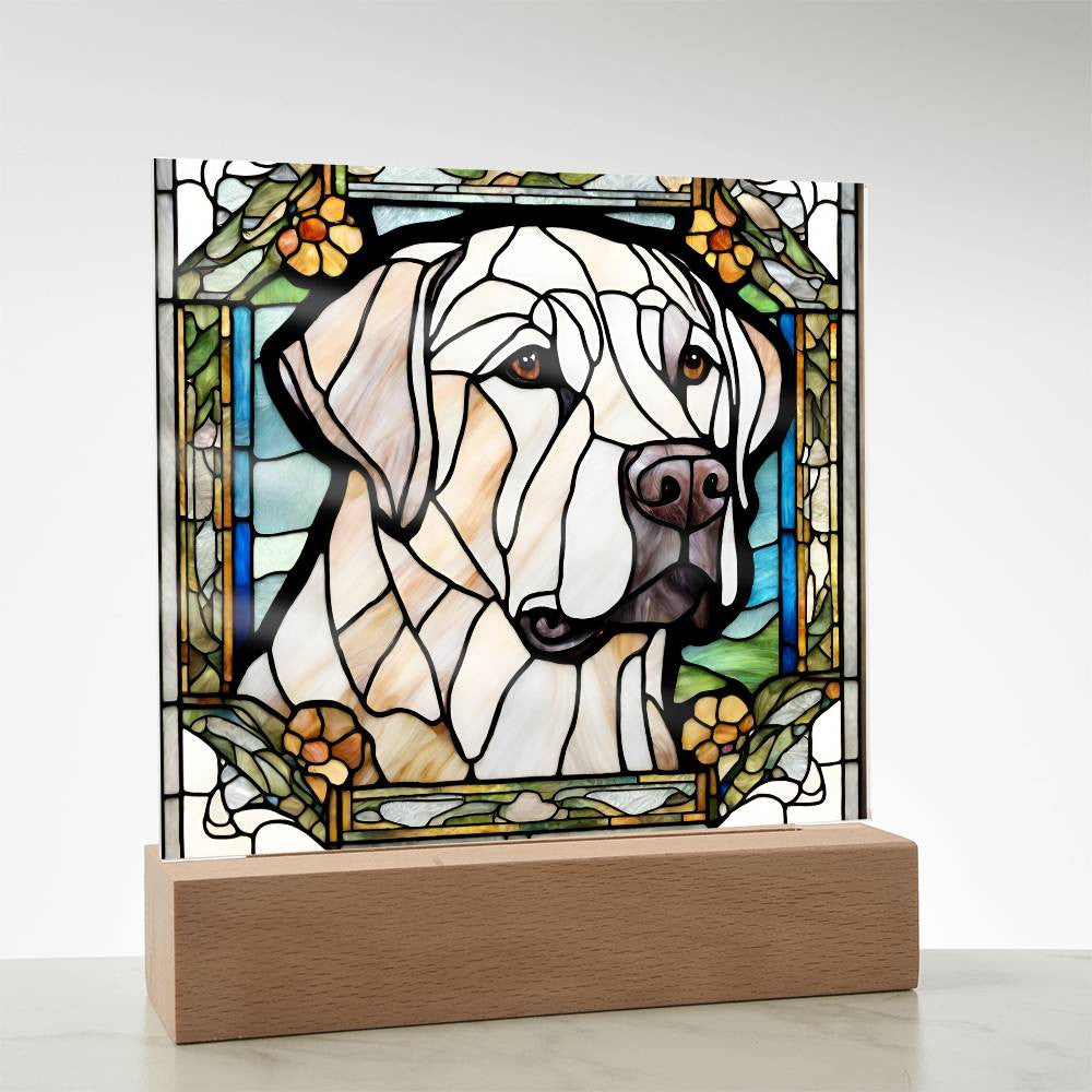 Cute Labrador retriever Acrylic Plaque, Lab Mom Gift, Housewarming gift for pet owner, Faux stained glass bedside lamp, Labdrador Decor, Birthday gift for lab Mom Labrador Lover-[Heartfelt Family Gift]