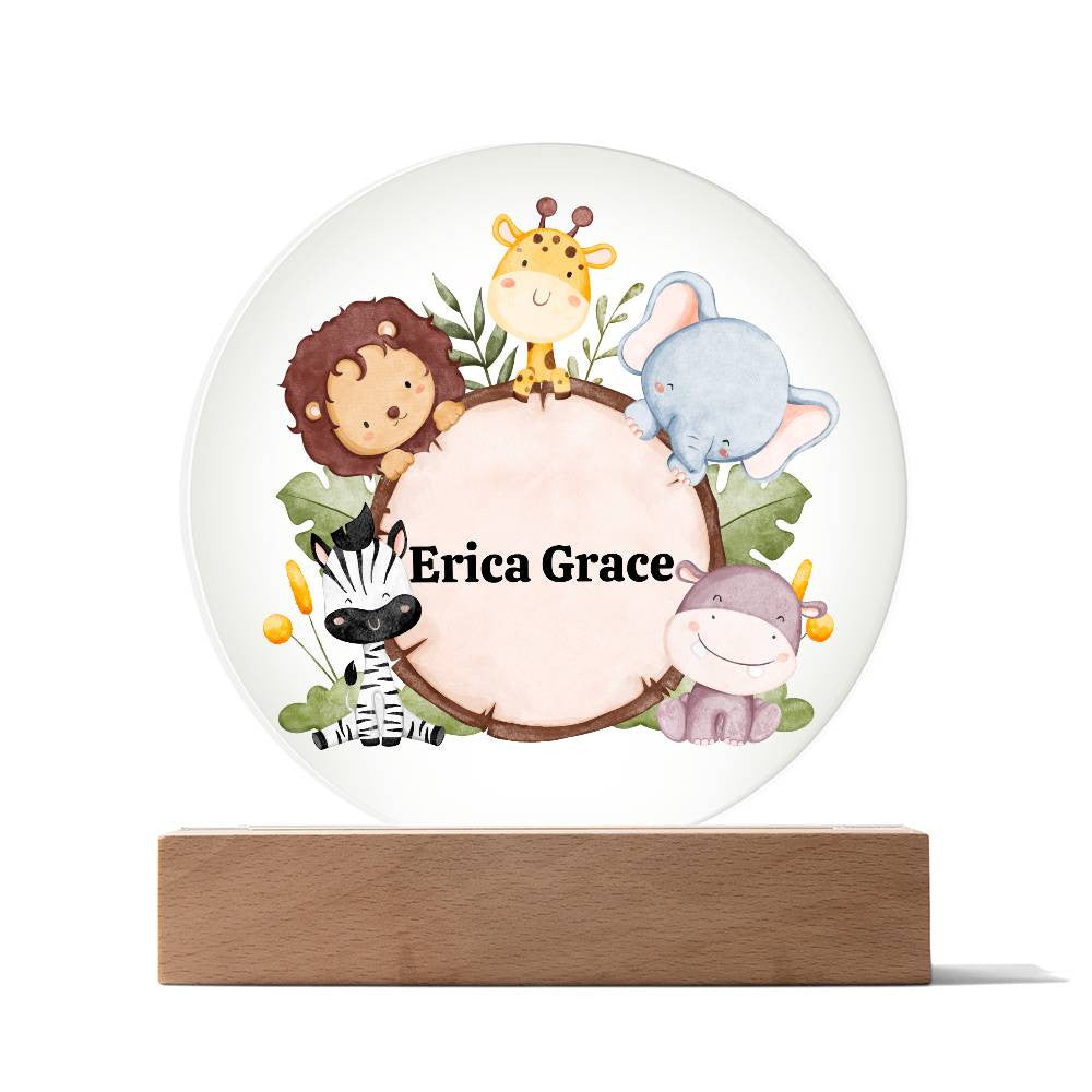 Jungle Animals Night Light,  1st Birthday, Safari birthday,  Jungle Baby Shower, Safari Nursery, Zoo animals, Baby Girl Nursery Decor-[Heartfelt Family Gift]