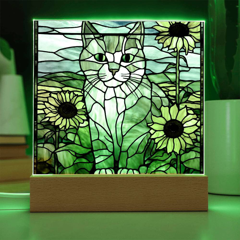 Cat Acrylic Sunflower Plaque - Perfect Gift for Cat Lovers and Home Decor-[Heartfelt Family Gift]