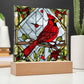Faux Stained Glass Cardinal Acrylic Plaque Memorial and Remembrance Gift for Loss of Loved One Home Decor for Cardinal Lovers Red Bird-[Heartfelt Family Gift]