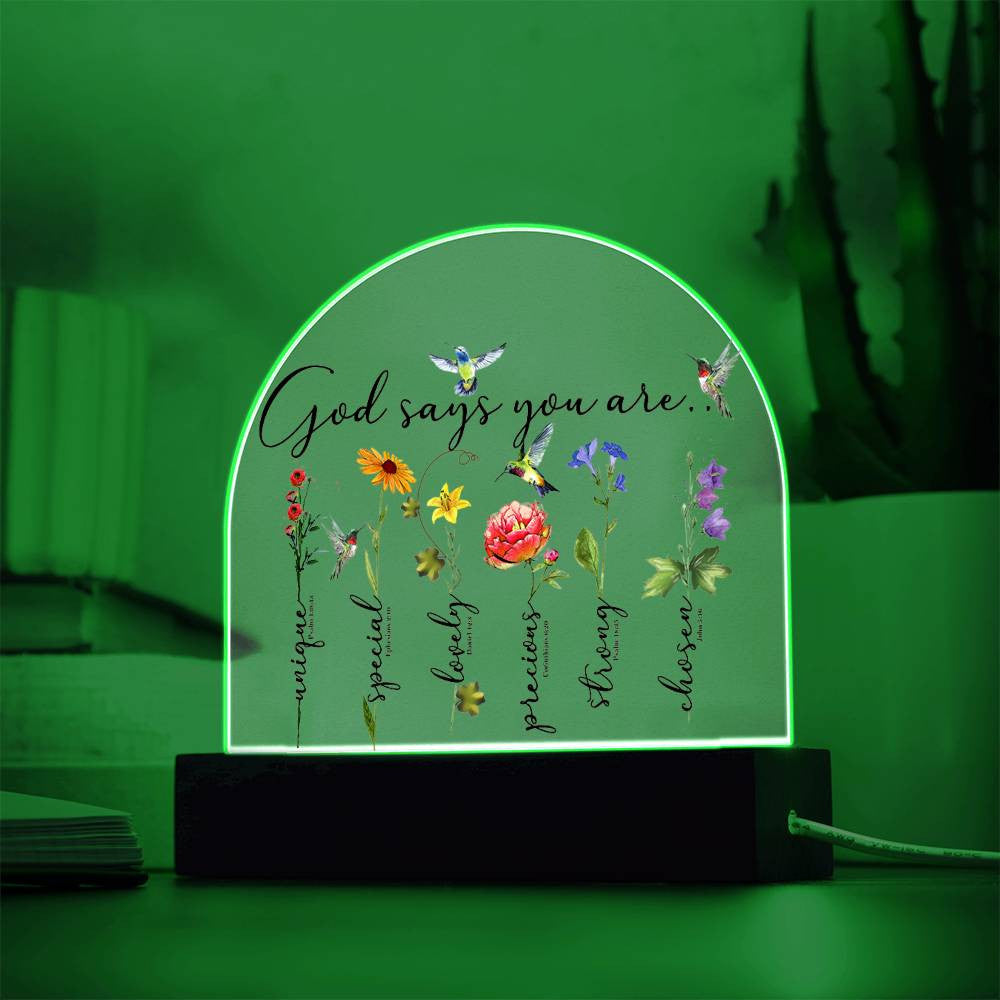 God Says You Are Affirmation Plaques for Christmas Confirmation First Communion Baptism - Heart Dome Nightlight Bible Verses Ornament-[Heartfelt Family Gift]