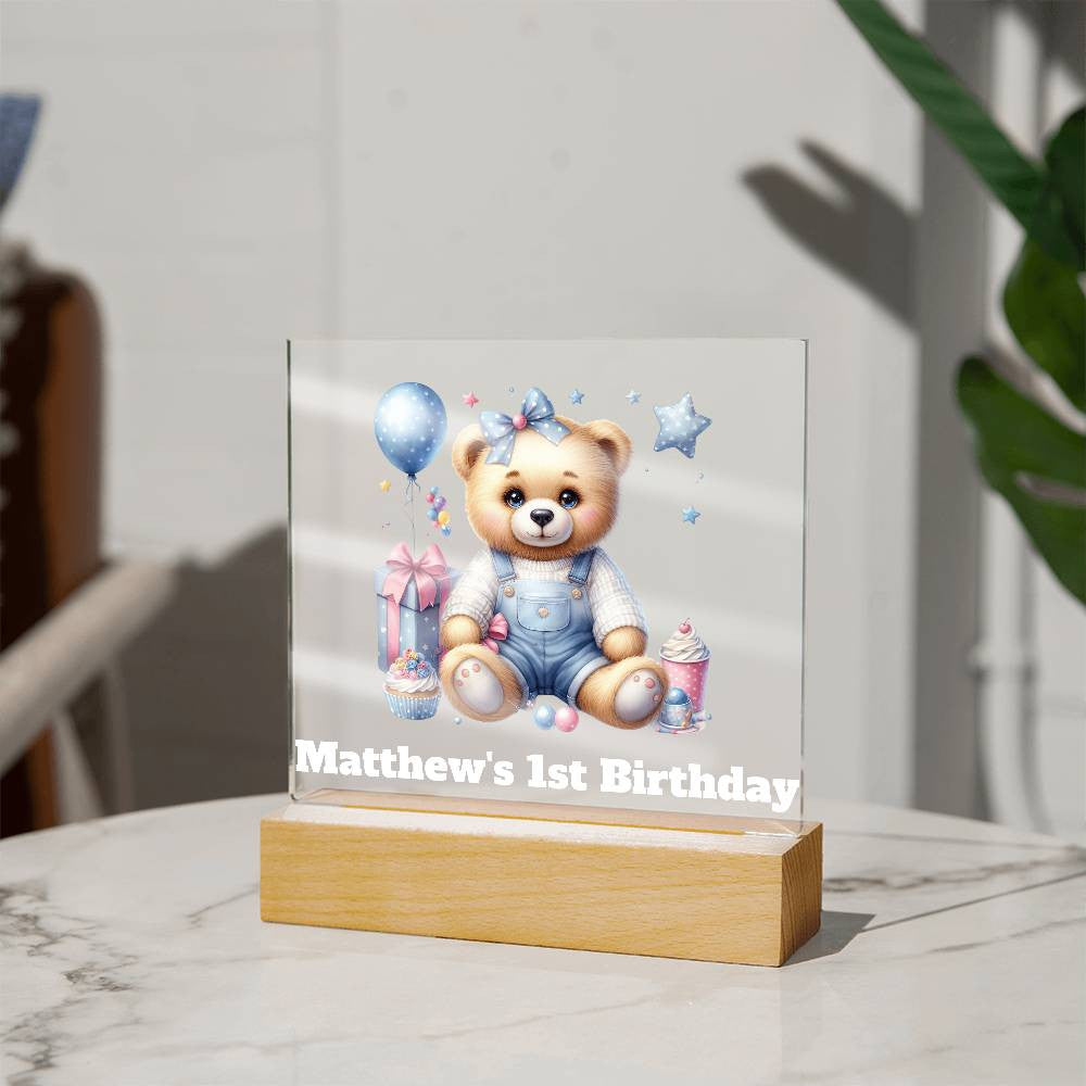 Teddy Bear Lighted Birthday Sign or Nightlight-[Heartfelt Family Gift]