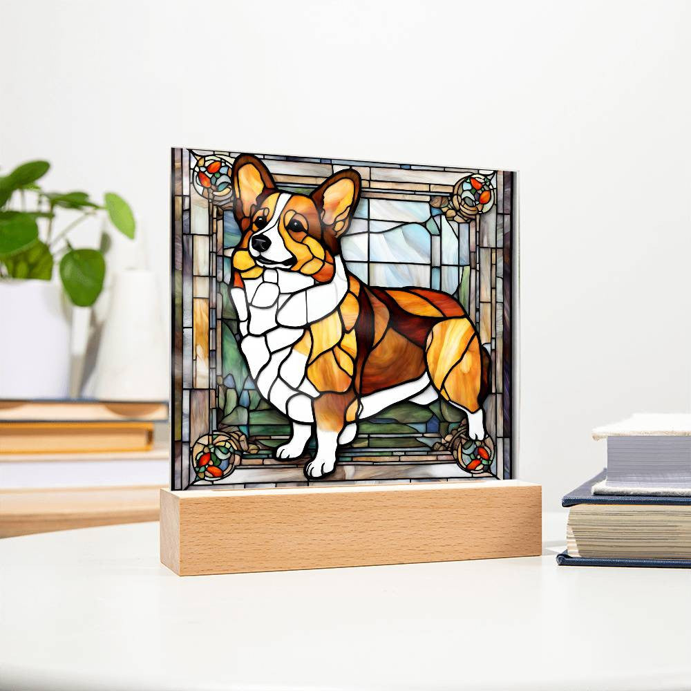 Corgi Dog Light Box Acrylic Plaque, Corgi Dog Decor, Faux Stained Glass, Gift for Corgi Mom, Gift for Corgi lover, Welsh Corgi Decoration, Dog Gift, Housewarming Gifts-[Heartfelt Family Gift]