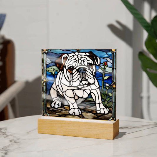 Bulldog Acrylic Bedside Lamp, English Bulldog Acrylic Plaque, Frenchie Home Decor,  Gift for French English Bulldog owner, Dog lover gift, Faux Stained Glass, Frenchie Picture-[Heartfelt Family Gift]