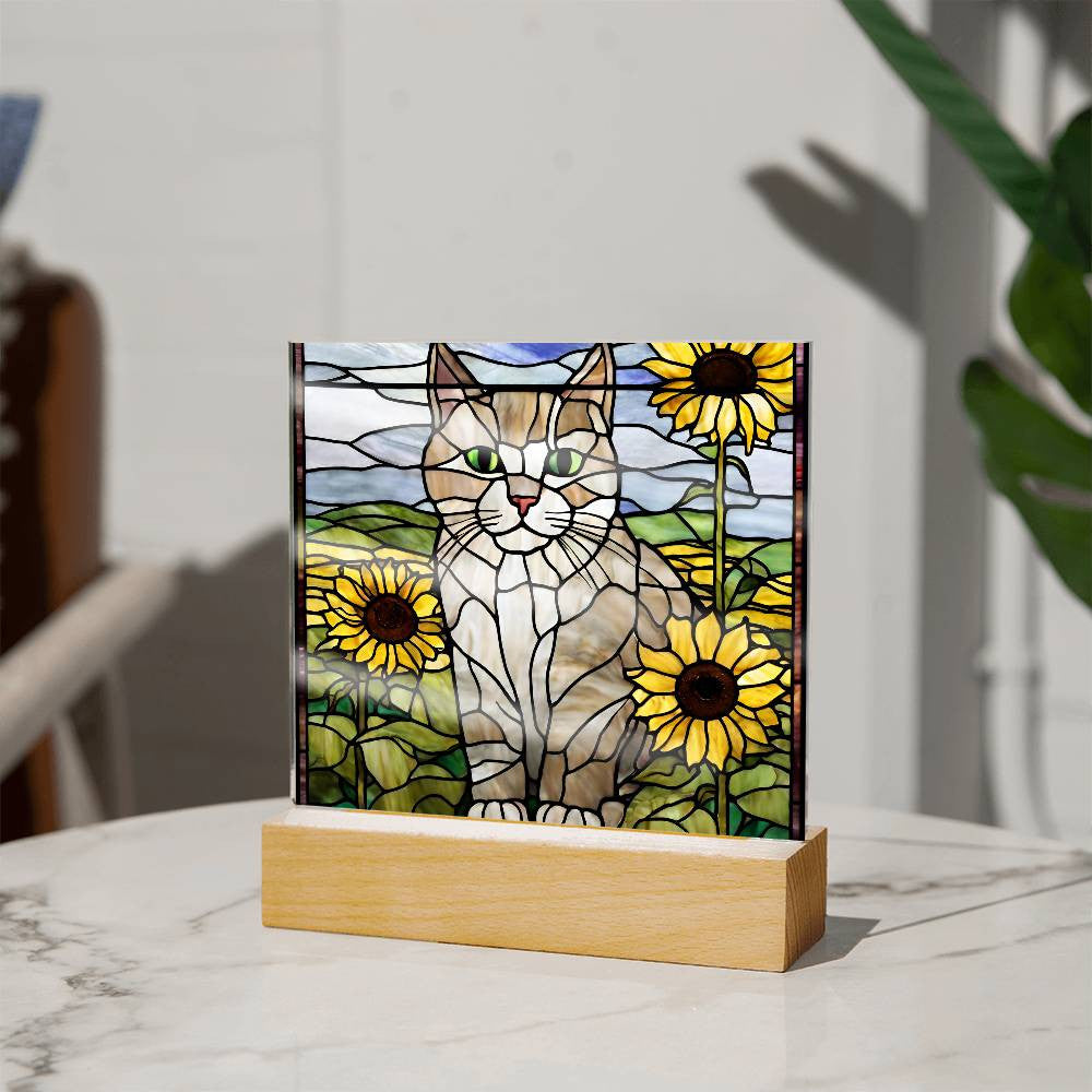 Cat Acrylic Sunflower Plaque - Perfect Gift for Cat Lovers and Home Decor-[Heartfelt Family Gift]