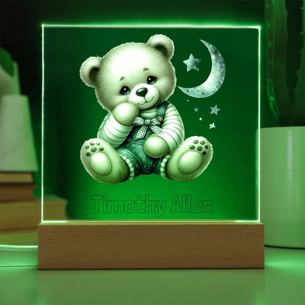 Teddy Bear Night Light, Boys Bedroom Decor, Nursery Room, Babies Room, Childs Nightlight, Babys nitelight, baby shower gift, Lighted Plaque Table Lamp-[Heartfelt Family Gift]