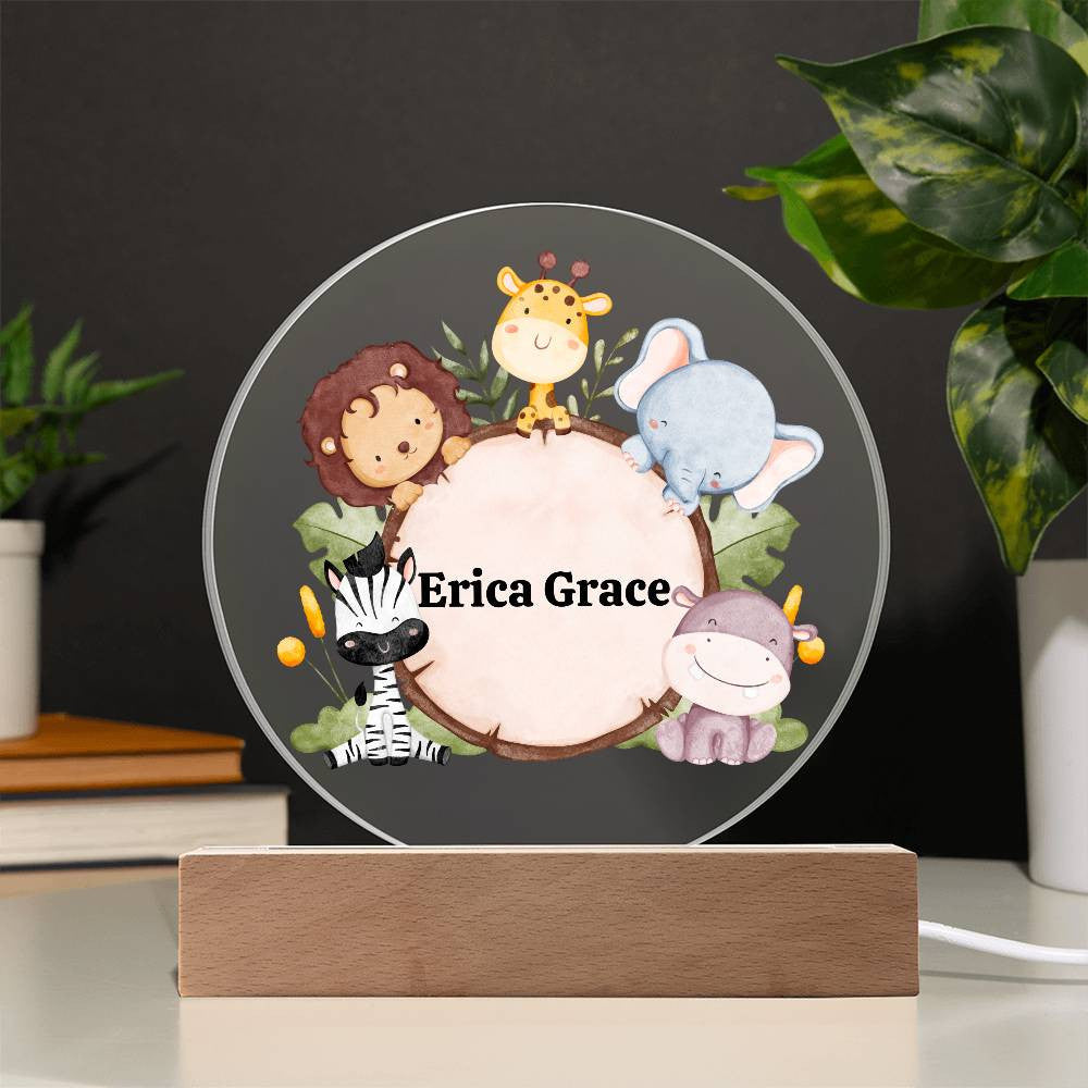 Jungle Animals Night Light,  1st Birthday, Safari birthday,  Jungle Baby Shower, Safari Nursery, Zoo animals, Baby Girl Nursery Decor-[Heartfelt Family Gift]