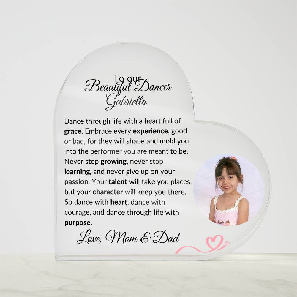 Personalized Ballerina Acrylic Heart Plaque Gift-[Heartfelt Family Gift]